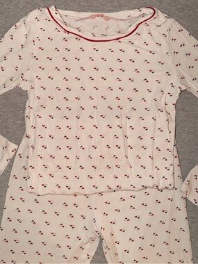 Eberjey White Pajama Set with Red and Navy Heart Print - Girls